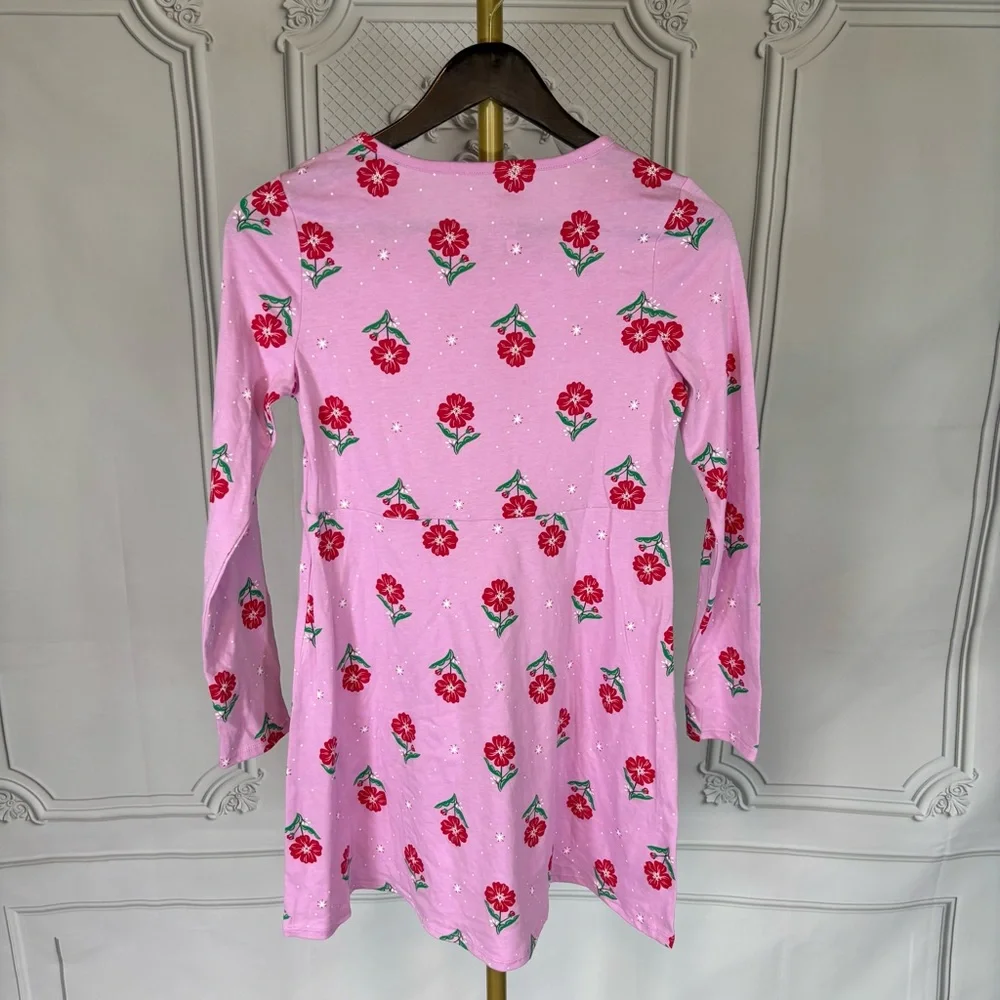 New Epic Threads Girls Dress XL 14 16 Pink Floral Long Sleeve Cotton Blend Play